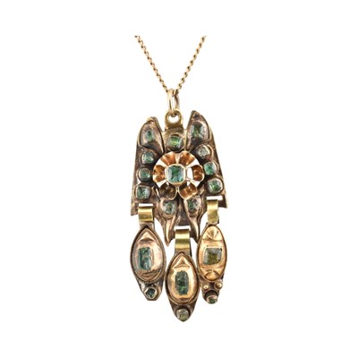Lot 167 - 19TH CENTURY IBERIAN GEM SET PENDANT NECKLACE