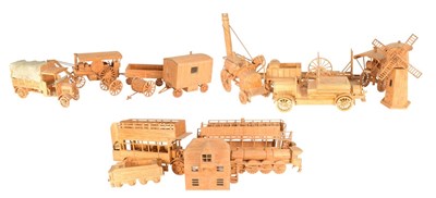 Lot 57 - COLLECTION OF SCRATCH BUILT WOODEN MATCH STICK MODELS
