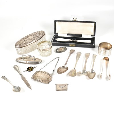 Lot 187 - COLLECTION OF HALLMARKED SILVER & 925 SILVER ITEMS - SPOONS, POTS ETC