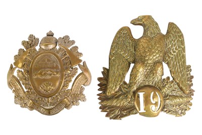 Lot 365 - TWO 19TH CENTURY SHAKO / HELMET PLATES - FRENCH & PRUSSIAN INTEREST