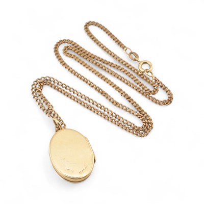 Lot 442 - HALLMARKED 9CT GOLD LOCKET & NECKLACE CHAIN