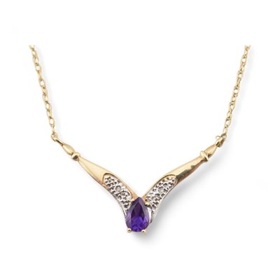 Lot 473 - 9CT GOLD AMETHYST & PENDANT NECKLACE