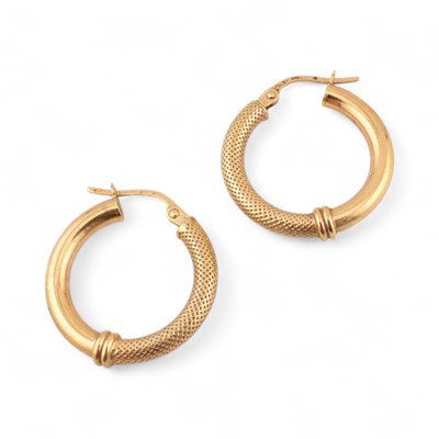 Lot 430 - PAIR OF 9CT GOLD HOOP EARRINGS