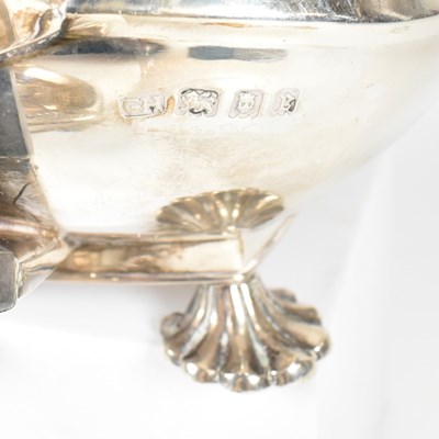 Lot 7 - GEORGE V HALLMARKED SILVER TEAPOT & TWIN HANDLED SUGAR BOWL