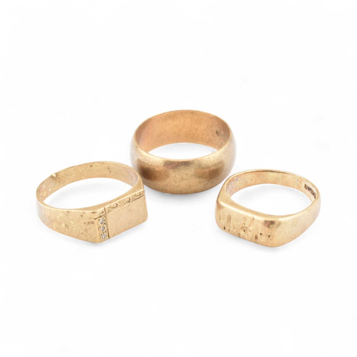 Lot 470 - THREE HALLMARKED 9CT GOLD RINGS