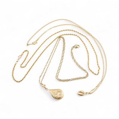 Lot 483 - THREE 9CT GOLD NECKLACE CHAINS - TWO WITH PENDANTS