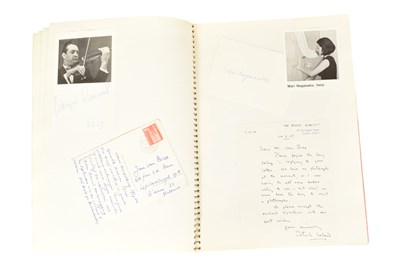 Lot 190 - MUSICIANS - LARGE ALBUM OF MID-CENTURY MUSICIAN AUTOGRAPHS