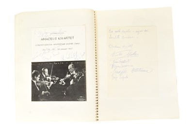 Lot 190 - MUSICIANS - LARGE ALBUM OF MID-CENTURY MUSICIAN AUTOGRAPHS