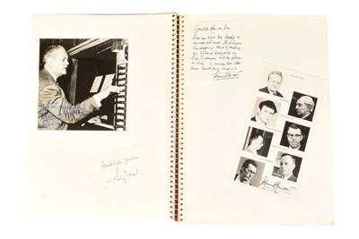 Lot 190 - MUSICIANS - LARGE ALBUM OF MID-CENTURY MUSICIAN AUTOGRAPHS