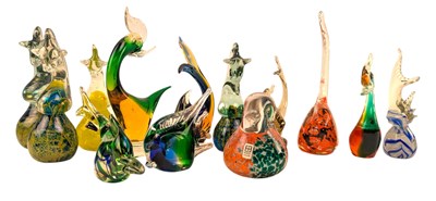 Lot 81 - THIRTEEN VINTAGE MID CENTURY STUDIO ART GLASS HORSE/FISH PAPERWEIGHT FIGURES