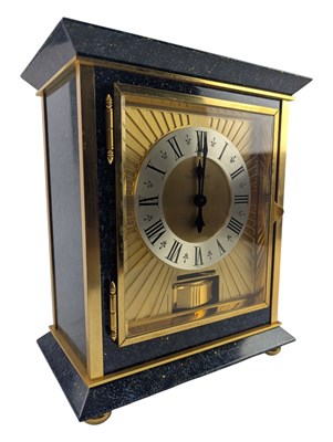 Lot 563 - JAEGER LECOULTRE - 1970S ATMOS ROYAL LAPIS LAZULI SET MANTEL CLOCK