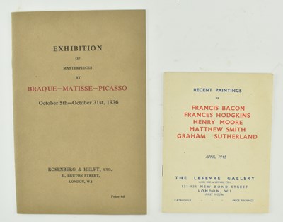 Lot 34 - TWO EARLY 20TH CENTURY ART EXHIBITION PAMPHLETS INCL. BACON, PICASSO, MOORE ETC