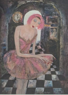 Lot 151 - ROSA SEPPLE (B. 1951) - UNTITLED BALLERINA MIXED MEDIA PAINTING