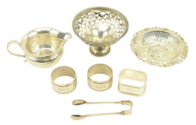 Lot 87 - COLLECTION OF HALLMARKED SILVER PIECES & VICTORIAN BON BON DISH