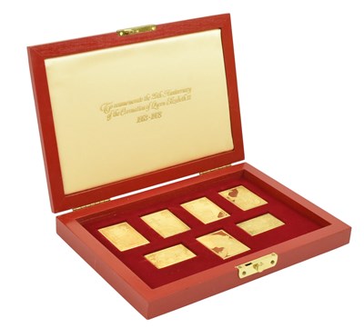 Lot 78 - CASED SET OF SEVEN ELIZABETH II SILVER JULIBEE GILT HALLMARKED SILVER STAMPS