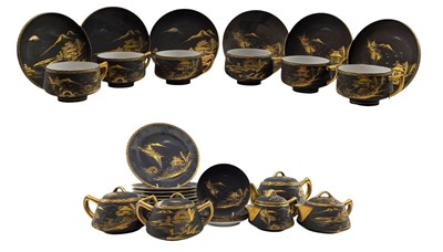 Lot 42 - MID CENTURY JAPANESE KUTANI EGGSHELL PORCELAIN TEA SERVICE