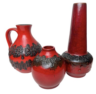 Lot 40 - WEST GERMAN POTTERY - THREE 1960S FAT LAVA VASES