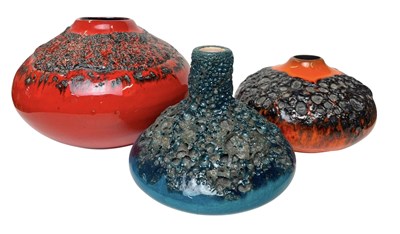 Lot 6 - WEST GERMAN POTTERY - THREE 1960S FAT LAVA VASES
