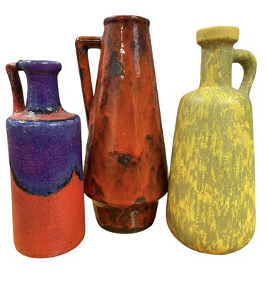 Lot 96 - WEST GERMAN POTTERY SET OF THREE 1960S WEST GERMAN VASES