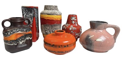 Lot 97 - WEST GERMAN POTTERY - SIX 1960S FAT LAVA VASES