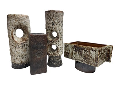 Lot 117 - WEST GERMAN POTTERY - FOUR BRUTALIST 1960S FAT LAVA VASES