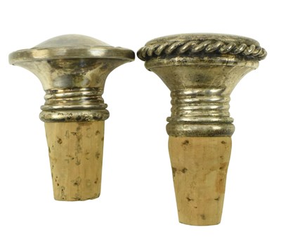 Lot 169 - 20TH CENTURY SILVER BOTTLE STOPPER & A WHTE METAL STOPPER