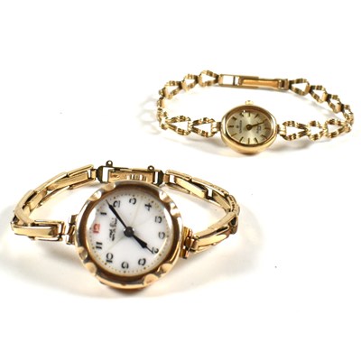 Lot 253 - HALLMARKED 9CT GOLD WRISTWATCH & 9CT GOLD & ROLLED GOLD WRISTWATCH