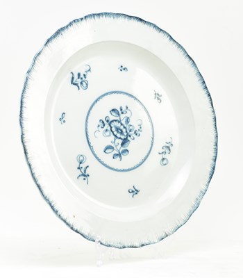 Lot 77 - BELIEVED EARLY WORCESTER BLUE & WHITE CERAMIC SERVING PLATTER