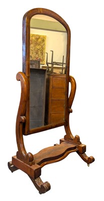 Lot 513 - VICTORIAN 19TH CENTURY FLAME MAHOGANY CHEVAL MIRROR