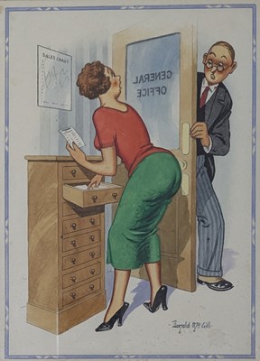 Lot 145 - DONALD MCGILL (1875-1962) - ' MISS SMITH...' - WATERCOLOUR PAINTING