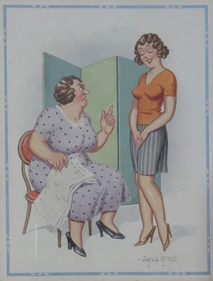 Lot 146 - DONALD MCGILL (1875-1962) - ' HE ONLY TICKLED ME UNDER THE CHIN, MOTHER! '- WATERCOLOUR