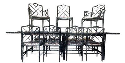 Lot 51 - LARGE RETRO AESTHETIC MOVEMENT STYLE BAMBOO DINING TABLE WITH TWELVE CHAIRS