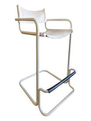 Lot 590a - MART STAM BAUHAUS MANNER - MID CENTURY WHITE CANTILEVER BAR / BREAKFAST STOOL