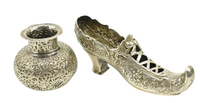 Lot 53 - LATE VICTORIAN IMPORTED HALLMARKED SILVER MODEL OF A SHOE