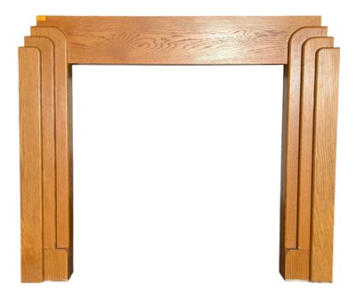 Lot 385 - 20TH CENTURY ART DECO STYLE OAK WOOD FIREPLACE SURROUND