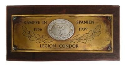 Lot 516 - EARLY SECOND WORLD WAR CONDOR LEGION PLAQUE