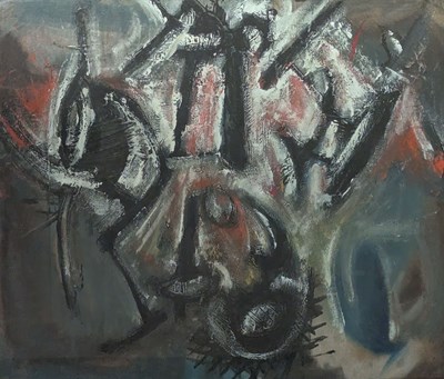 Lot 301 - AUBREY WILLIAMS (1926-1990) - UNTITLED ABSTRACT OIL & MIXED MEDIA ON PAPER PAINTING