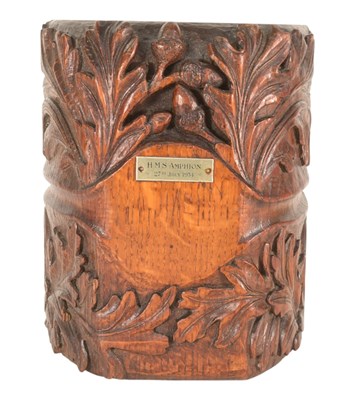 Lot 529 - HMS AMPHION - CARVED PIECE OF INTERIOR WOOD
