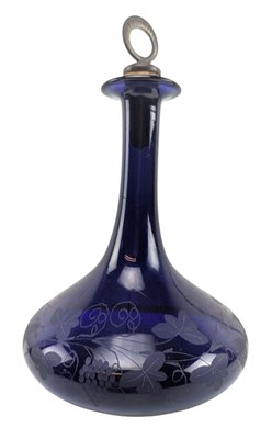 Lot 56 - 19TH CENTURY VICTORIAN BRISTOL BLUE GLASS BRANDY DECANTER