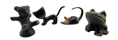 Lot 19 - FOUR AUSTRIAN MID CENTURY PATINATED BRONZE ANIMALS BY WALTER BOSSE, VIENNA