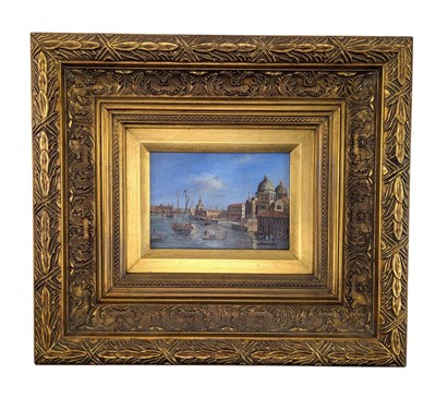 Lot 314 - 18TH CENTURY MANNER OIL ON BOARD PAINTING OF GRAND CANAL, VENICE