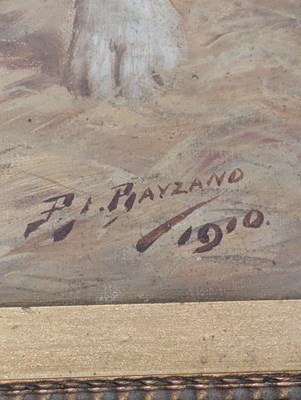 Lot 257 - PERCY J BAYZAND - COLLARBONE OF NOTTS - OIL ON CANVAS PAINTING OF A FOX TERRIER DOG