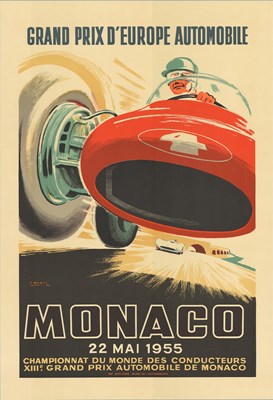 Lot 26 - MONACO GRAND PRIX 1952 LITHOGRAPHIC POSTER AFTER J. RAMEL ORIGINAL