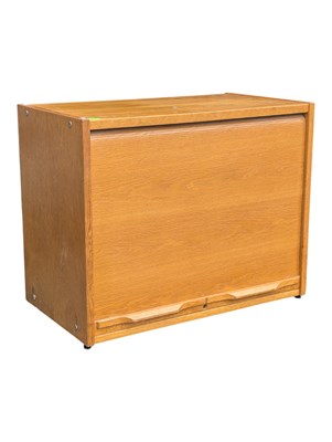 Lot 557 - MID CENTURY GERMAN OAK TAMBOUR FRONTED CABINET