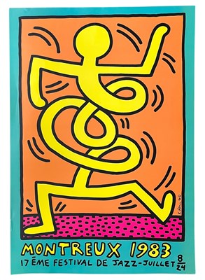 Lot 220 - KEITH HARING 1983 POSTER (GREEN) FOR MONTREUX JAZZ FESTIVAL