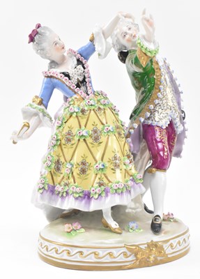 Lot 127 - SITZENDORF DANCING COUPLE FIGURAL PORCELAIN GROUP