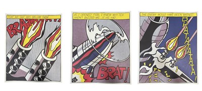 Lot 64 - AFTER ROY LICHTENSTEIN - 'AS I OPENED FIRE' TRIPTYCH LITHOGRAPHIC POSTERS