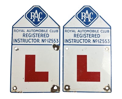 Lot 26 - RAC - MATCHING PAIR OF ENAMEL REGISTERED INSTRUCTOR SIGNS