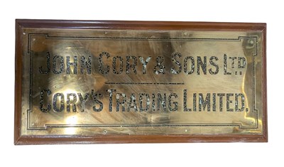 Lot 15 - JOHN CORY & SONS LTD - EARLY 20TH CENTURY BRASS SIGN