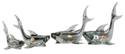 Lot 178 - MURANO - GRADUATING SET OF FOUR GLASS SHARKS
